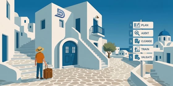 digital image of colorful icons representing the 5 keys to a DMS migration   